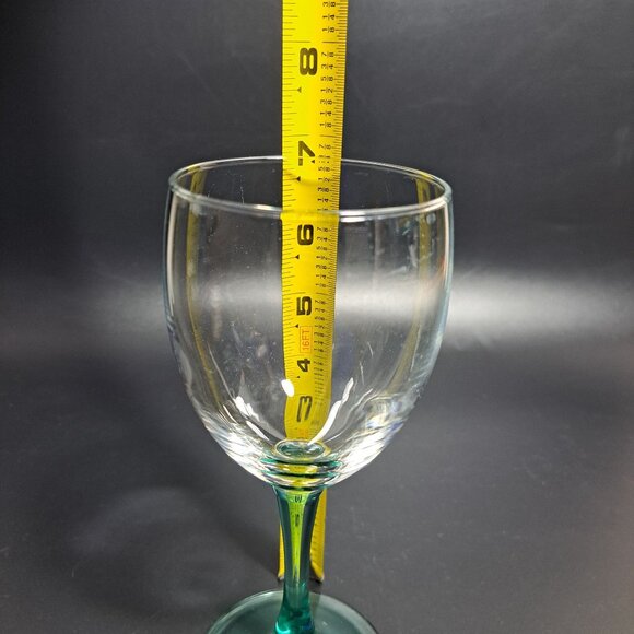 Clear Glass Goblet With Green Stem - Picture 6 of 8